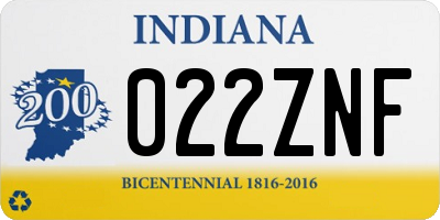 IN license plate 022ZNF
