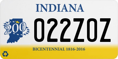 IN license plate 022ZOZ