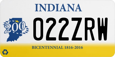 IN license plate 022ZRW