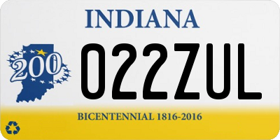 IN license plate 022ZUL