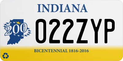 IN license plate 022ZYP