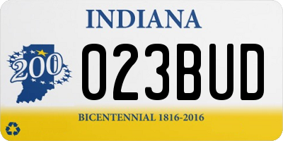 IN license plate 023BUD