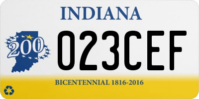 IN license plate 023CEF