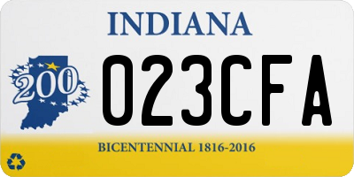 IN license plate 023CFA