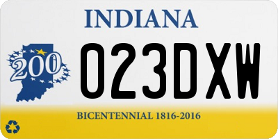 IN license plate 023DXW