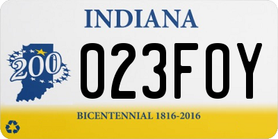 IN license plate 023FOY