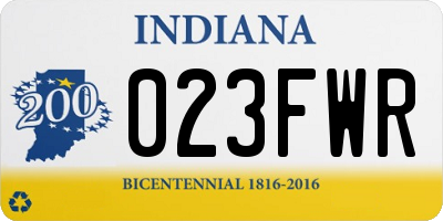 IN license plate 023FWR