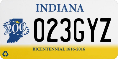 IN license plate 023GYZ
