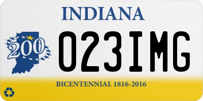 IN license plate 023IMG