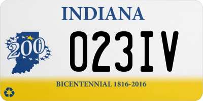 IN license plate 023IV