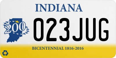 IN license plate 023JUG
