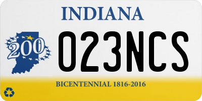 IN license plate 023NCS