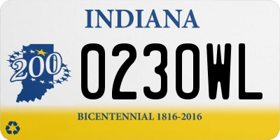IN license plate 023OWL