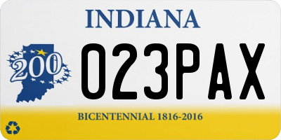 IN license plate 023PAX