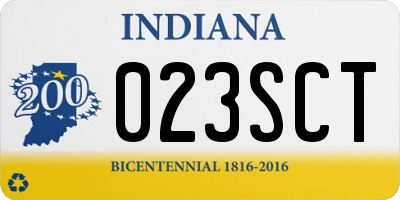 IN license plate 023SCT