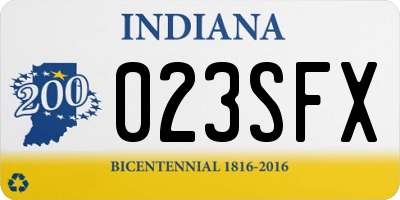IN license plate 023SFX