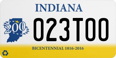 IN license plate 023TOO