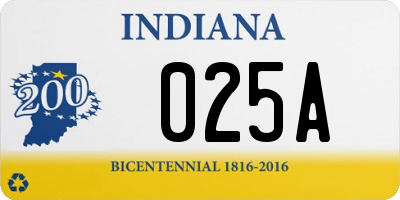 IN license plate 025A