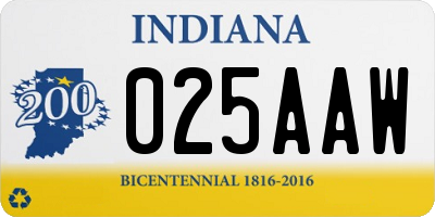 IN license plate 025AAW