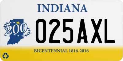 IN license plate 025AXL