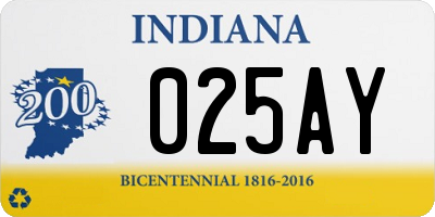 IN license plate 025AY