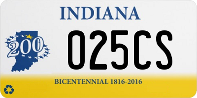 IN license plate 025CS