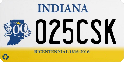 IN license plate 025CSK