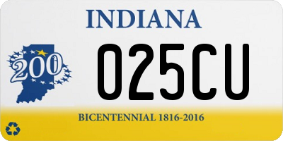 IN license plate 025CU