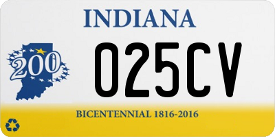 IN license plate 025CV