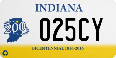 IN license plate 025CY