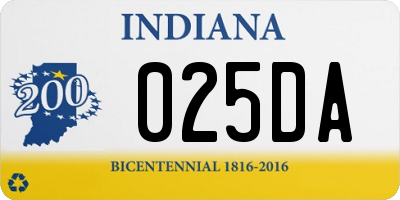 IN license plate 025DA