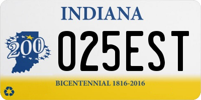 IN license plate 025EST