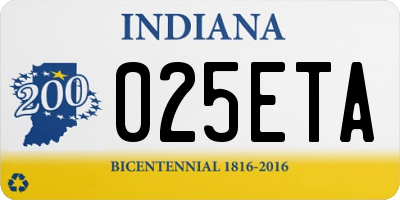 IN license plate 025ETA