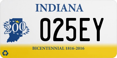 IN license plate 025EY