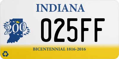 IN license plate 025FF