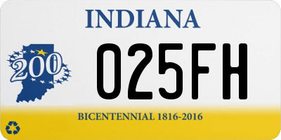 IN license plate 025FH