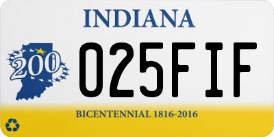 IN license plate 025FIF