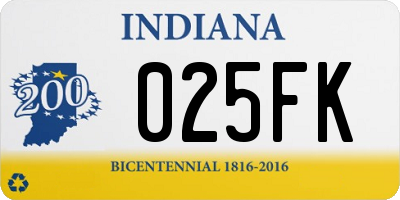 IN license plate 025FK