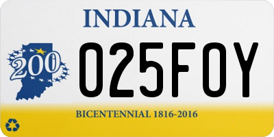 IN license plate 025FOY