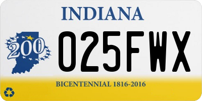 IN license plate 025FWX
