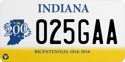 IN license plate 025GAA