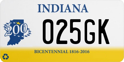 IN license plate 025GK