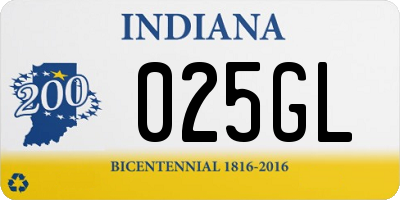 IN license plate 025GL