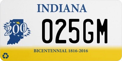 IN license plate 025GM