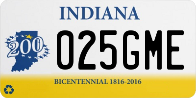 IN license plate 025GME