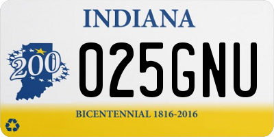 IN license plate 025GNU
