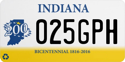 IN license plate 025GPH