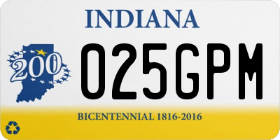 IN license plate 025GPM