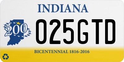 IN license plate 025GTD