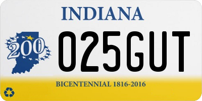 IN license plate 025GUT